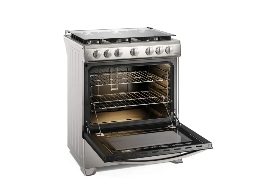 Estufa Frigidaire a gas de 30", capelo, acero