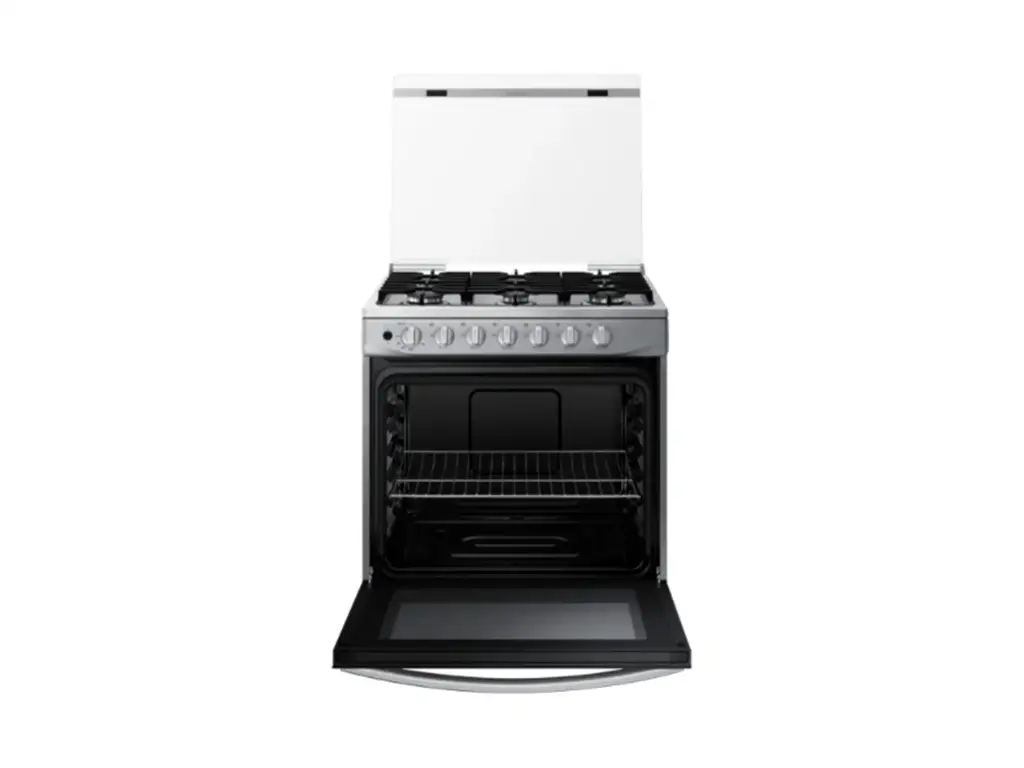 Estufa a gas, 30" de ancho, con capelo, encendido eléctrico, gris, Samsung