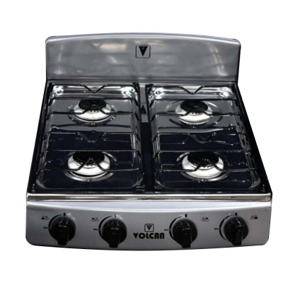 Estufa de Mesa a Gas de Cuatro Quemadores Plateada