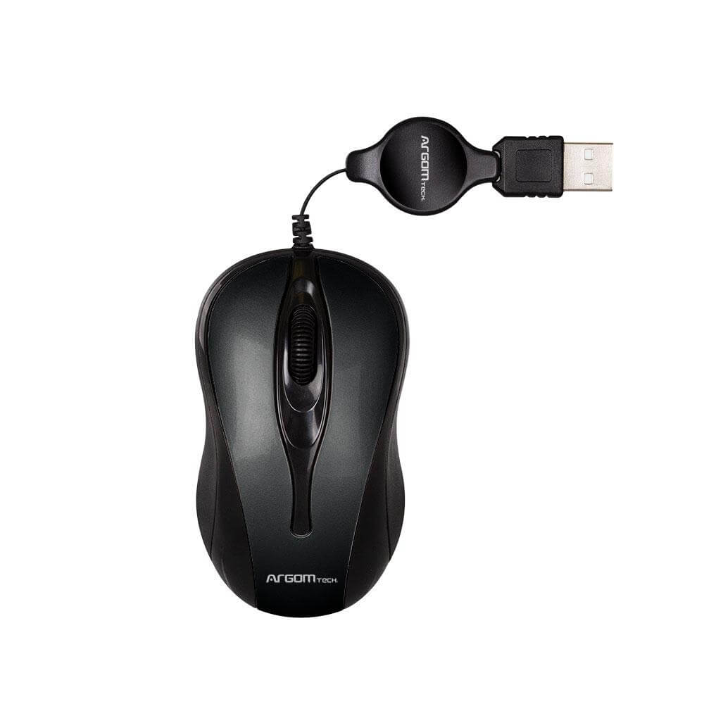 MOUSE RETRACTABLE BLACK ARGOM