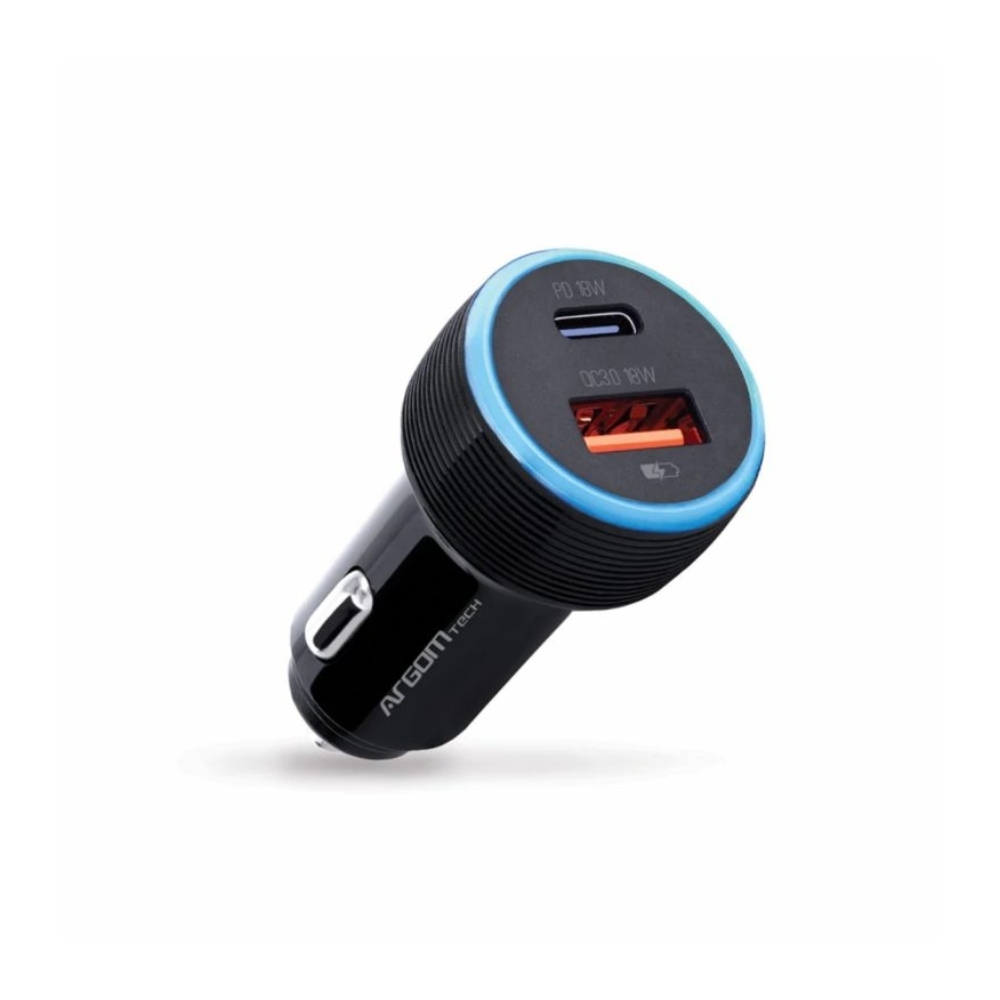 CARGADOR ARGOM DUAL PD FAST CAR CHARGER FORCE C1 TYPE-C+USB 36W