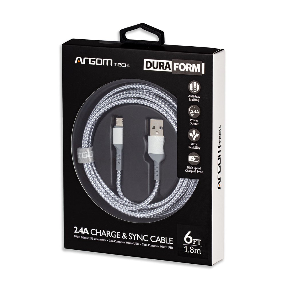 CABLE ARGOM MICRO USB TO USB NYLON 6 FT
