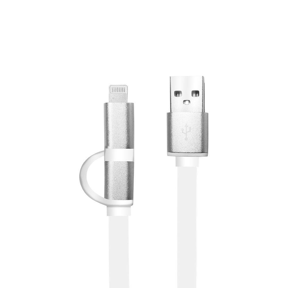 Cable USB 2 En 1, Conector Micro USB + Conector Lightning