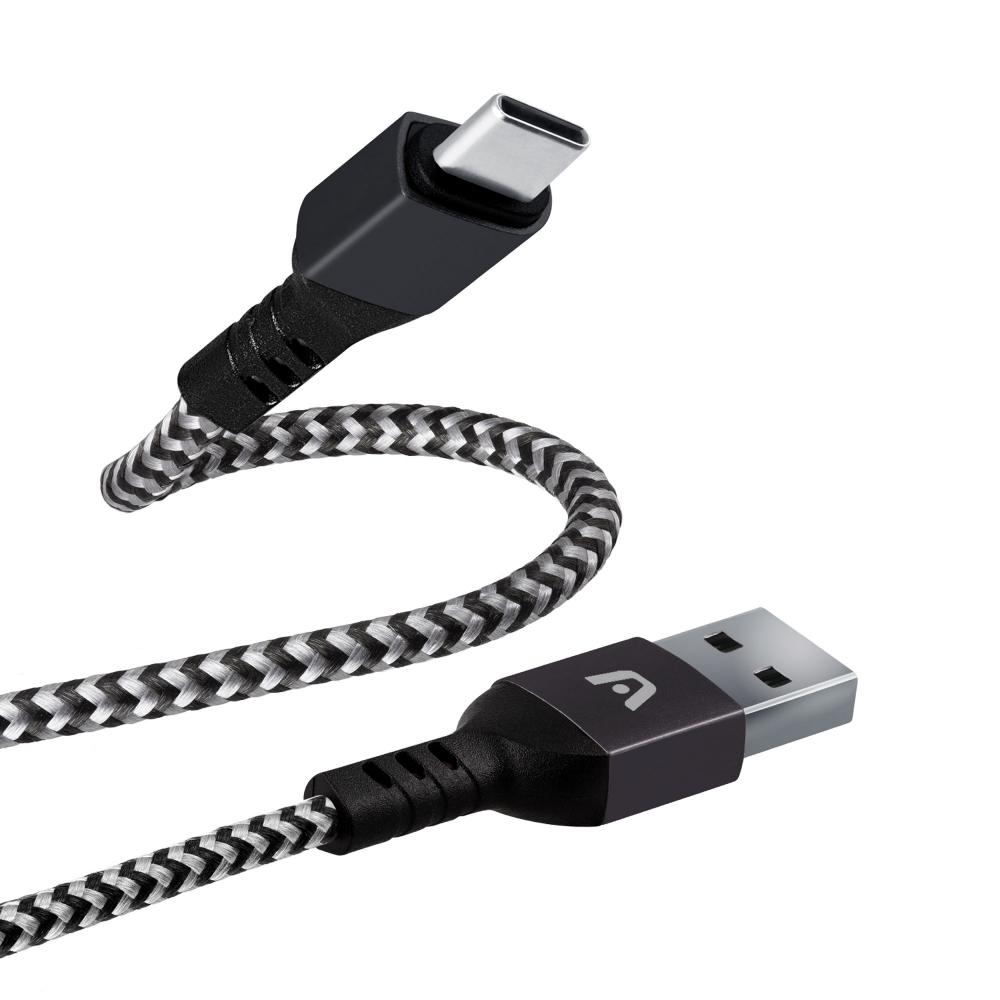 Cable Premium Tipo C A USB 2.0 Nylon Trenzado 1.8 Metros De Argom Negro