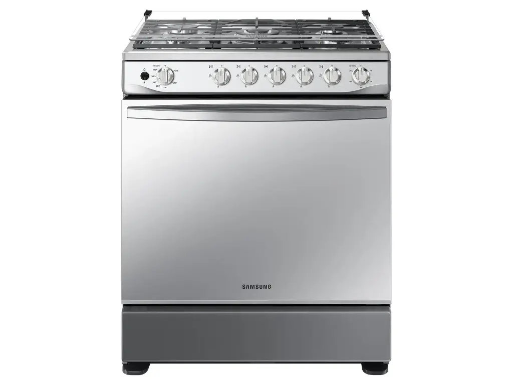 Estufa a gas Samsung de 30 pulgadas parrillas de hierro fundido gris