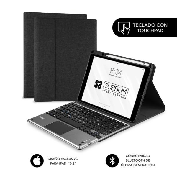 Funda con Teclado con Bluetooth para iPad de 10.2" Negra
