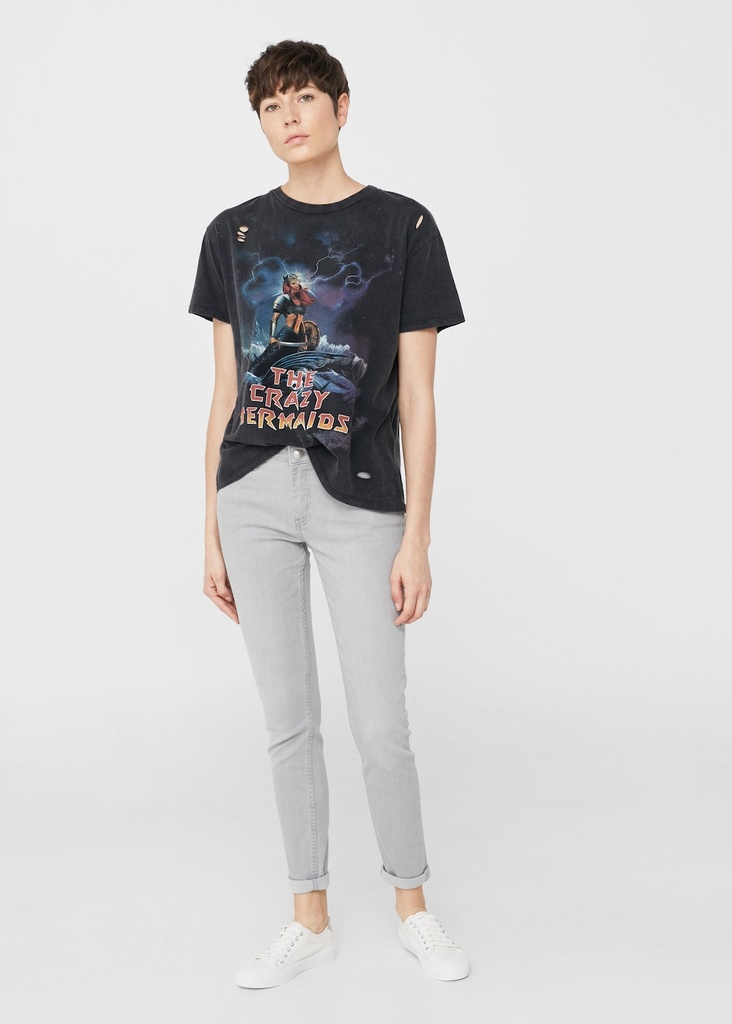 Olivia Skinny Jeans Color Gris Marca Mango